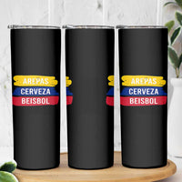 Arepas Cerveza Beisbol Venezuela Things Skinny Tumbler Funny Latino Food Beer and Baseball Pride