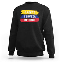 Arepas Cerveza Beisbol Venezuela Things Sweatshirt Funny Latino Food Beer and Baseball Pride