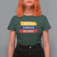 Arepas Cerveza Beisbol Venezuela Things T Shirt For Women Funny Latino Food Beer and Baseball Pride
