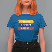 Arepas Cerveza Beisbol Venezuela Things T Shirt For Women Funny Latino Food Beer and Baseball Pride