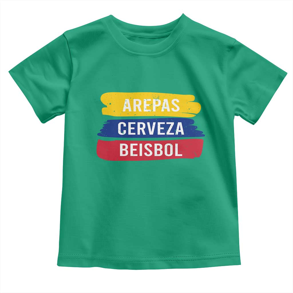 Arepas Cerveza Beisbol Venezuela Things Toddler T Shirt Funny Latino Food Beer and Baseball Pride