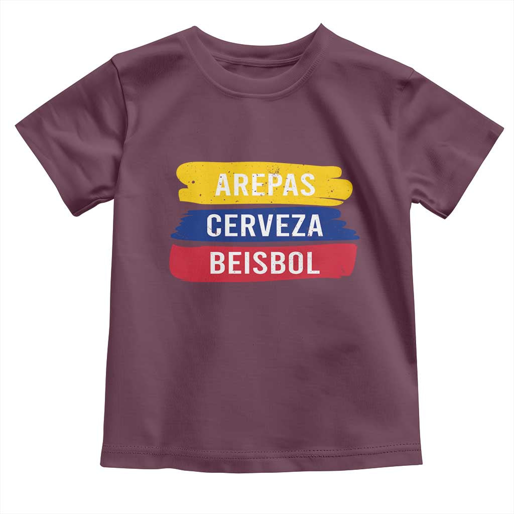 Arepas Cerveza Beisbol Venezuela Things Toddler T Shirt Funny Latino Food Beer and Baseball Pride