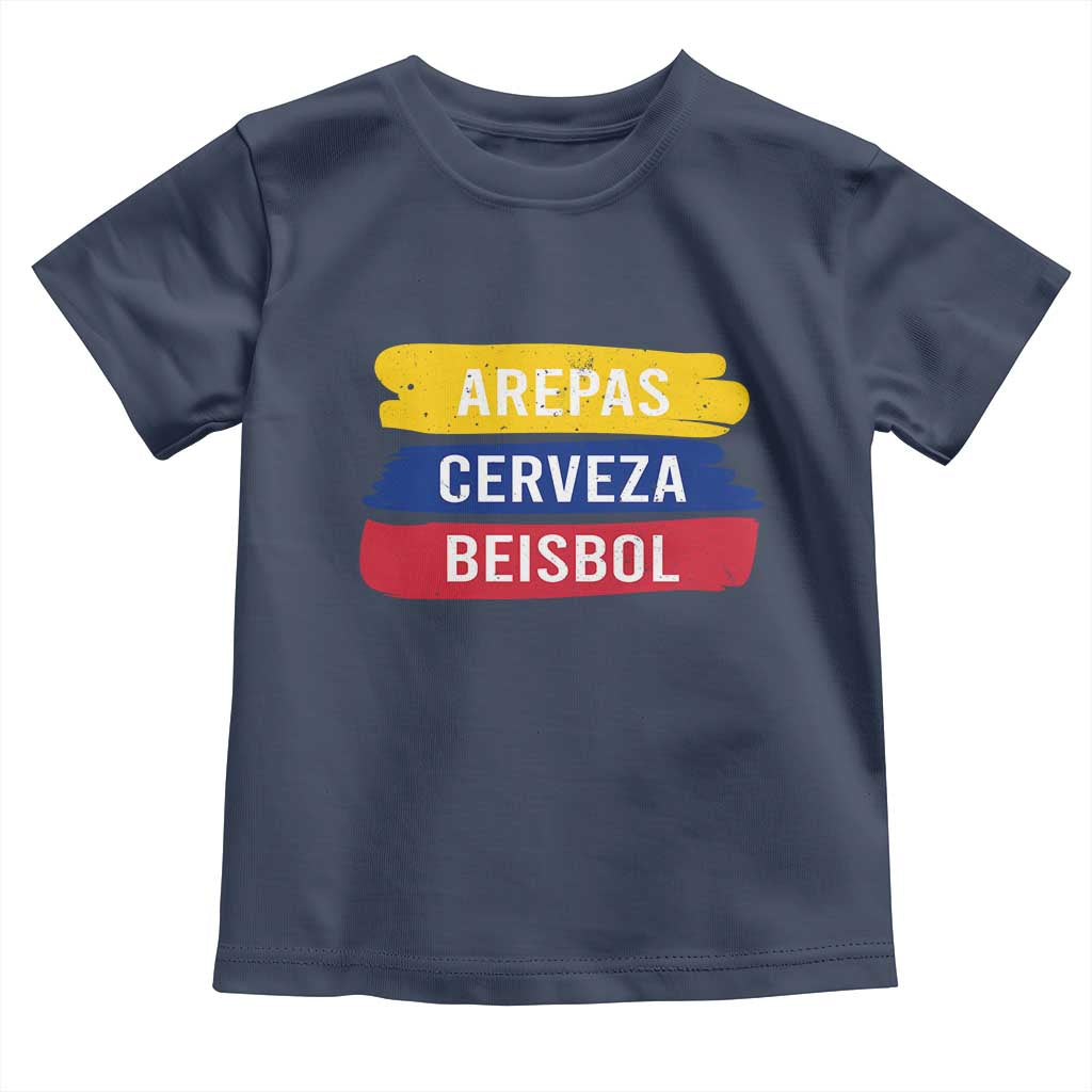 Arepas Cerveza Beisbol Venezuela Things Toddler T Shirt Funny Latino Food Beer and Baseball Pride