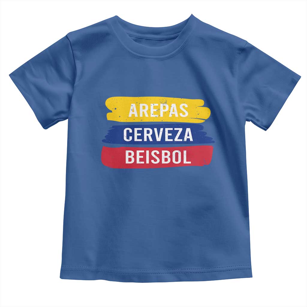 Arepas Cerveza Beisbol Venezuela Things Toddler T Shirt Funny Latino Food Beer and Baseball Pride