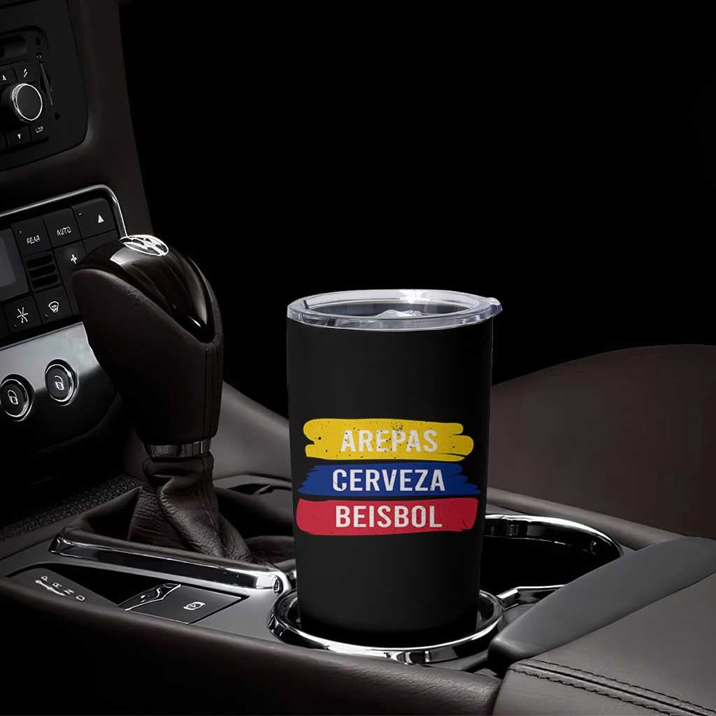 Arepas Cerveza Beisbol Venezuela Things Tumbler Cup Funny Latino Food Beer and Baseball Pride