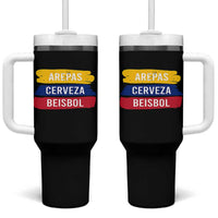 Arepas Cerveza Beisbol Venezuela Things Tumbler With Handle Funny Latino Food Beer and Baseball Pride