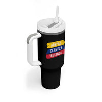 Arepas Cerveza Beisbol Venezuela Things Tumbler With Handle Funny Latino Food Beer and Baseball Pride
