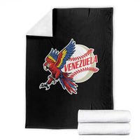 Venezuela Baseball Flying Scarlet Macaw and Ball Throw Blanket Ara Macao Guacamaya Venezuelan Pride
