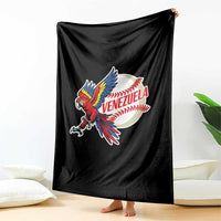Venezuela Baseball Flying Scarlet Macaw and Ball Throw Blanket Ara Macao Guacamaya Venezuelan Pride
