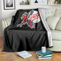 Venezuela Baseball Flying Scarlet Macaw and Ball Throw Blanket Ara Macao Guacamaya Venezuelan Pride