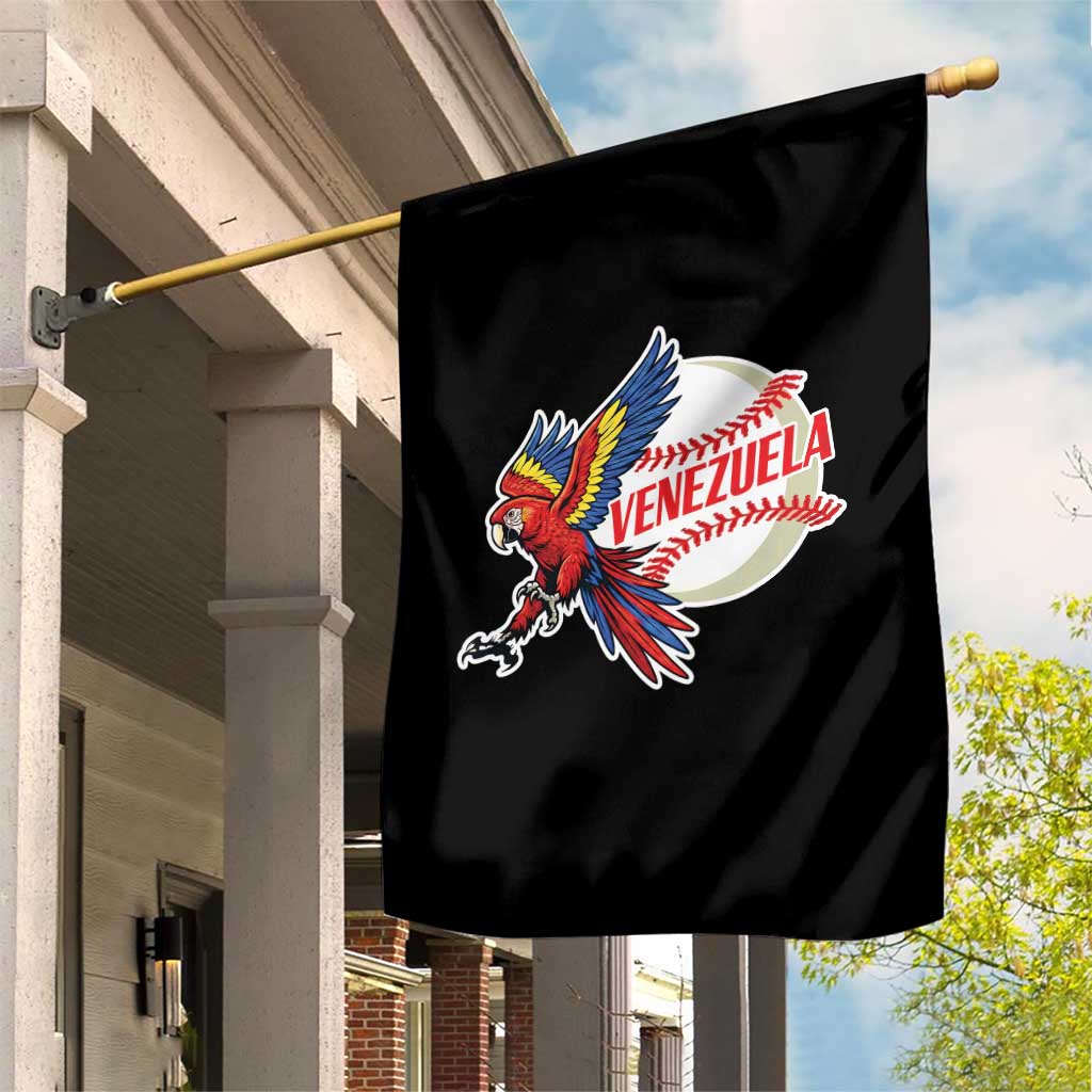 Venezuela Baseball Flying Scarlet Macaw and Ball Garden Flag Ara Macao Guacamaya Venezuelan Pride