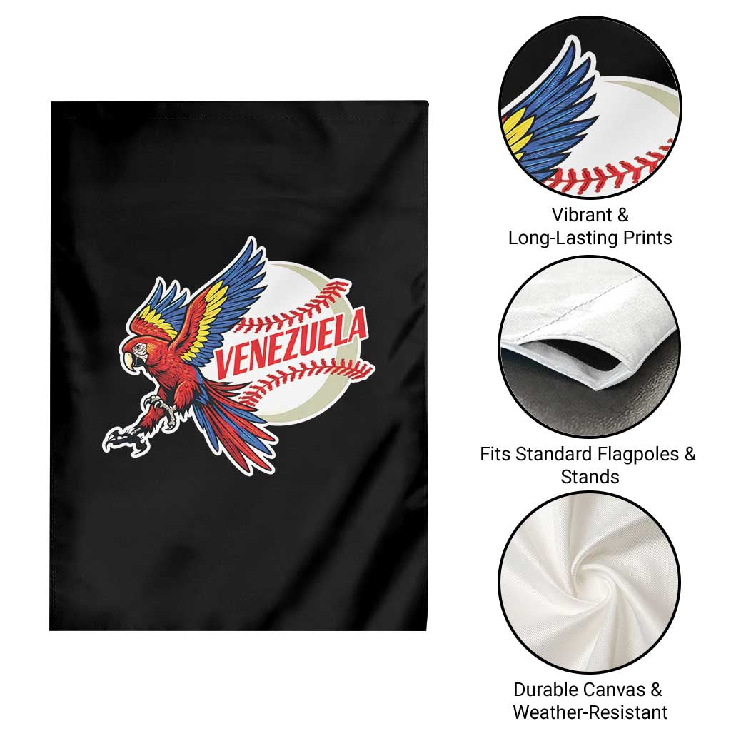 Venezuela Baseball Flying Scarlet Macaw and Ball Garden Flag Ara Macao Guacamaya Venezuelan Pride