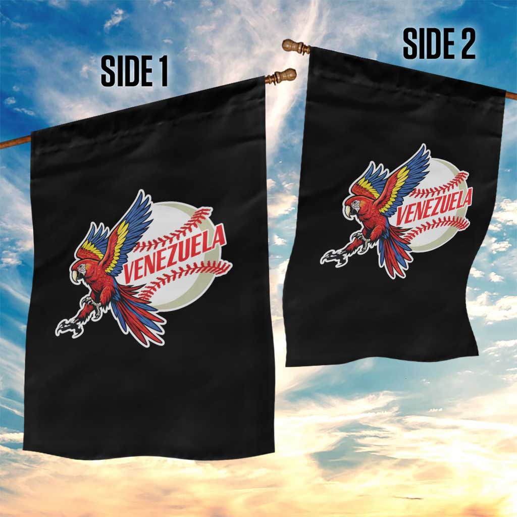 Venezuela Baseball Flying Scarlet Macaw and Ball Garden Flag Ara Macao Guacamaya Venezuelan Pride