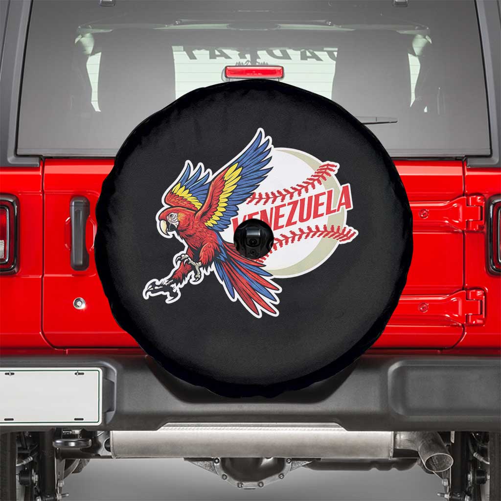 Venezuela Baseball Flying Scarlet Macaw and Ball Spare Tire Cover Ara Macao Guacamaya Venezuelan Pride