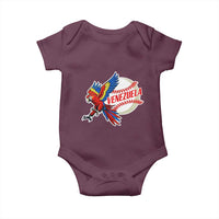 Venezuela Baseball Flying Scarlet Macaw and Ball Baby Onesie Ara Macao Guacamaya Venezuelan Pride