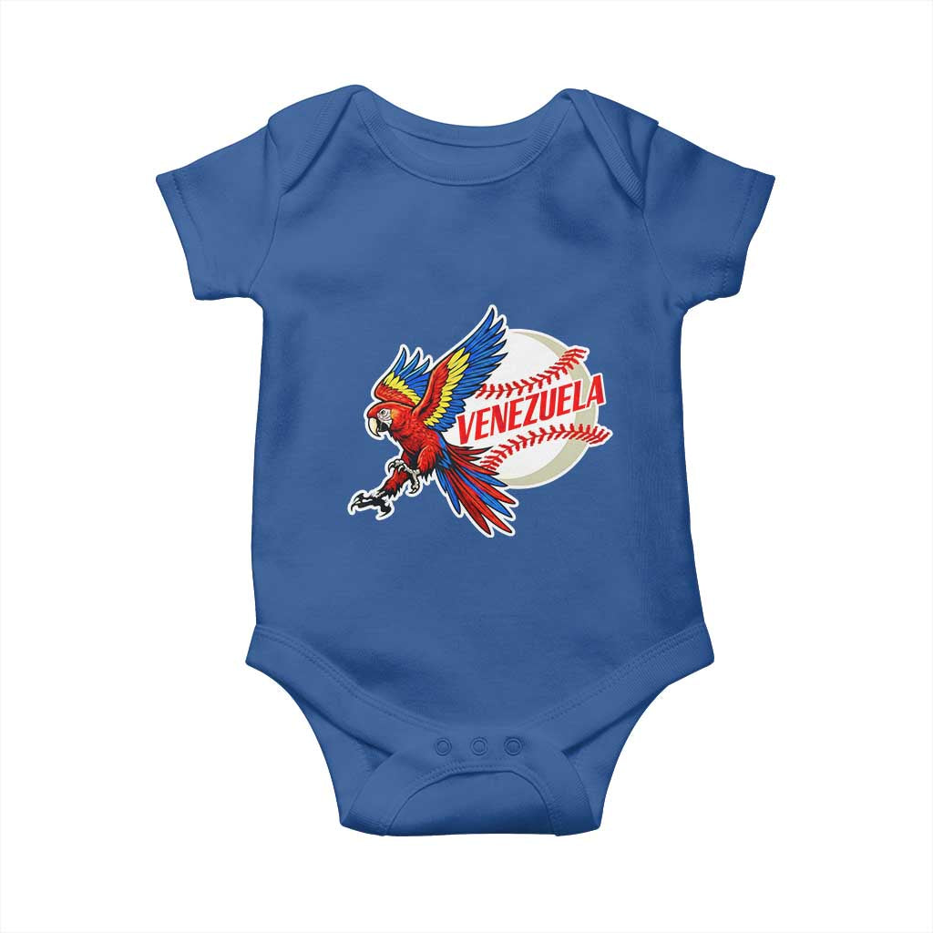 Venezuela Baseball Flying Scarlet Macaw and Ball Baby Onesie Ara Macao Guacamaya Venezuelan Pride