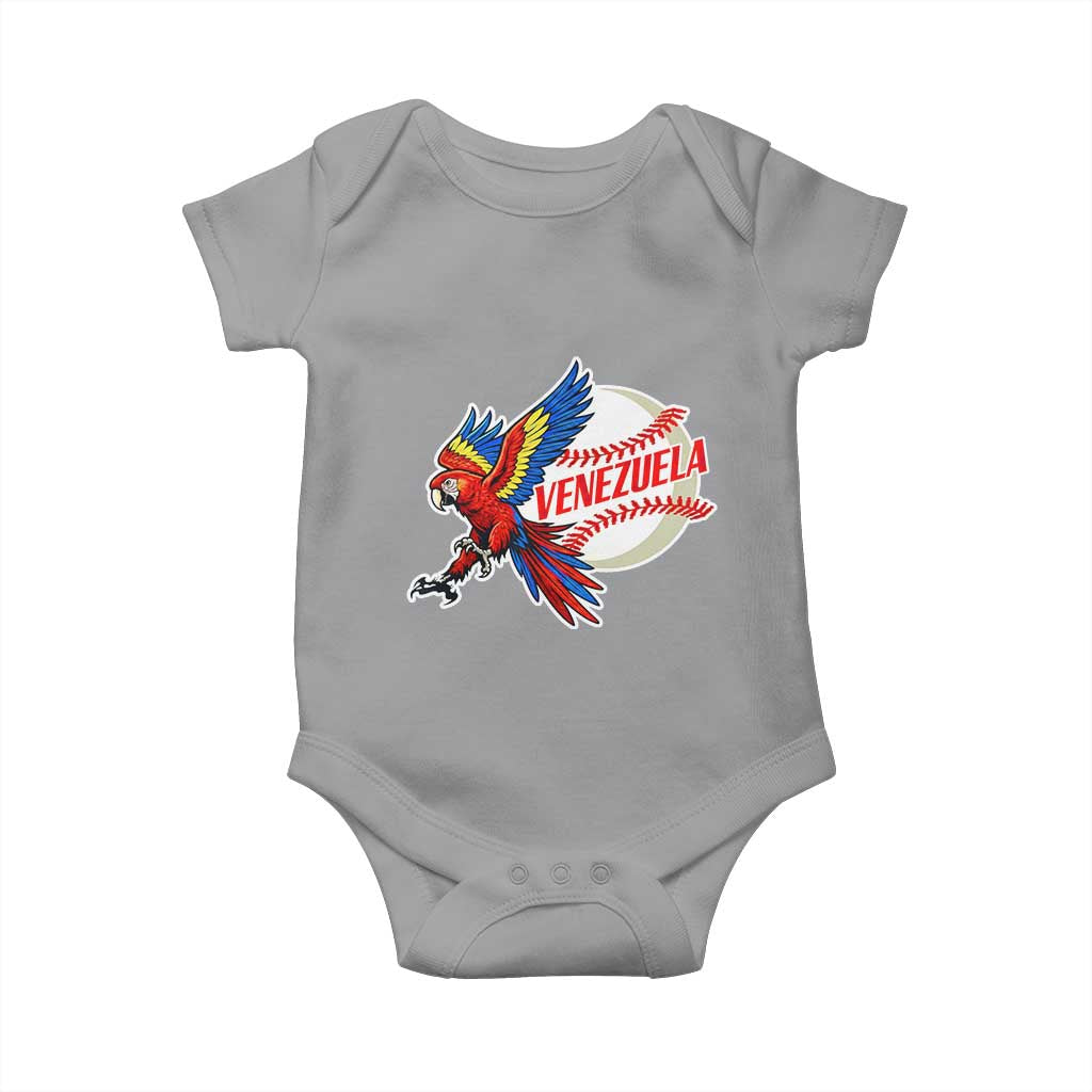 Venezuela Baseball Flying Scarlet Macaw and Ball Baby Onesie Ara Macao Guacamaya Venezuelan Pride