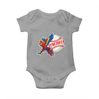 Venezuela Baseball Flying Scarlet Macaw and Ball Baby Onesie Ara Macao Guacamaya Venezuelan Pride