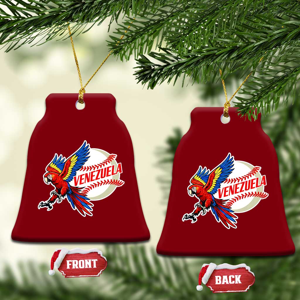 Venezuela Baseball Flying Scarlet Macaw and Ball Ceramic Ornament Ara Macao Guacamaya Venezuelan Pride