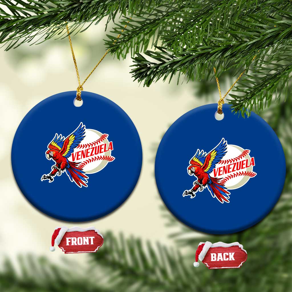 Venezuela Baseball Flying Scarlet Macaw and Ball Ceramic Ornament Ara Macao Guacamaya Venezuelan Pride