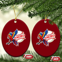 Venezuela Baseball Flying Scarlet Macaw and Ball Ceramic Ornament Ara Macao Guacamaya Venezuelan Pride