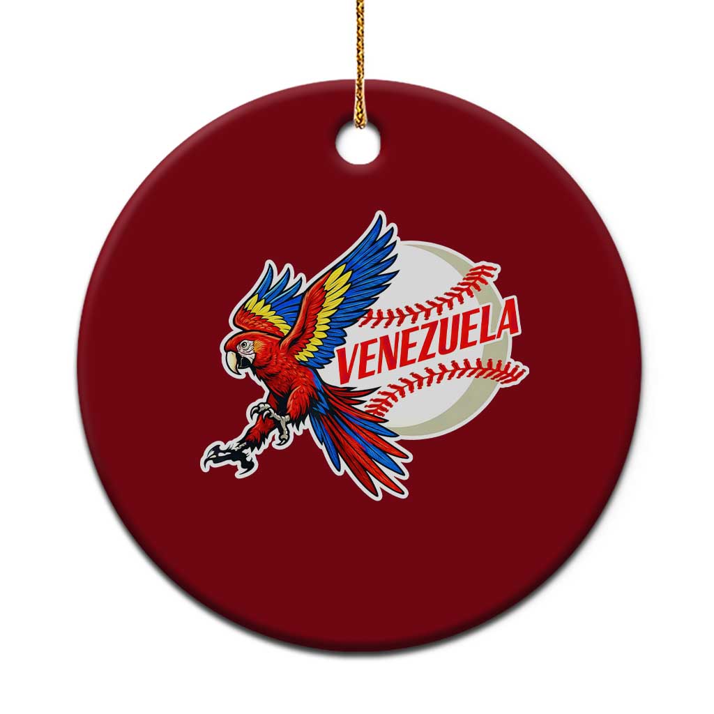 Venezuela Baseball Flying Scarlet Macaw and Ball Ceramic Ornament Ara Macao Guacamaya Venezuelan Pride