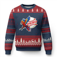 Venezuela Baseball Flying Scarlet Macaw and Ball Ugly Christmas Sweater Ara Macao Guacamaya Venezuelan Pride