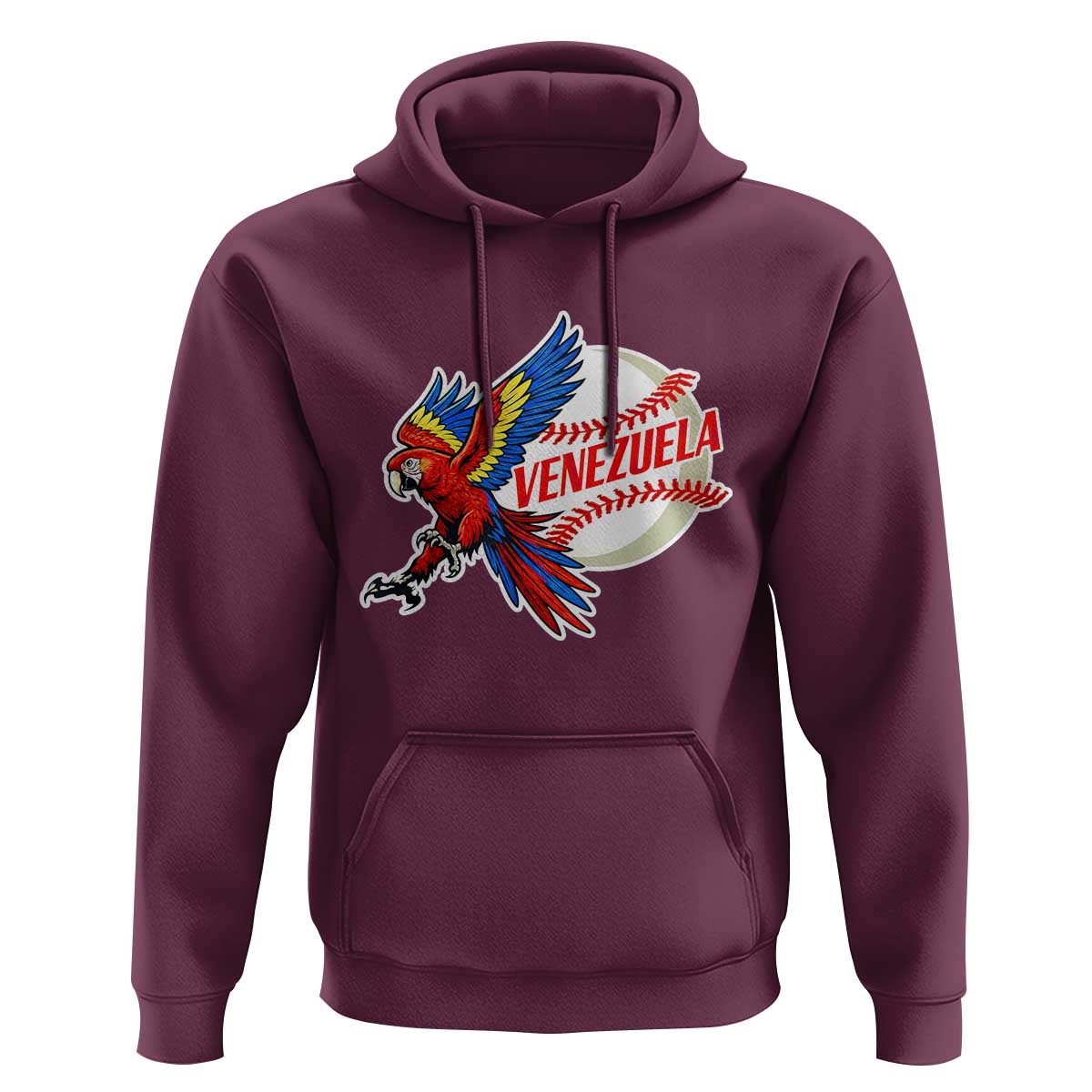 Venezuela Baseball Flying Scarlet Macaw and Ball Hoodie Ara Macao Guacamaya Venezuelan Pride