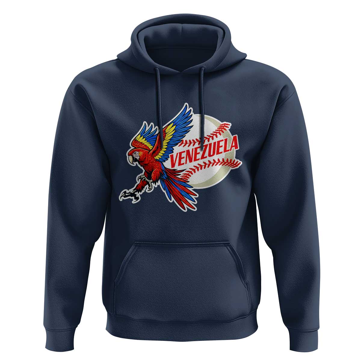 Venezuela Baseball Flying Scarlet Macaw and Ball Hoodie Ara Macao Guacamaya Venezuelan Pride