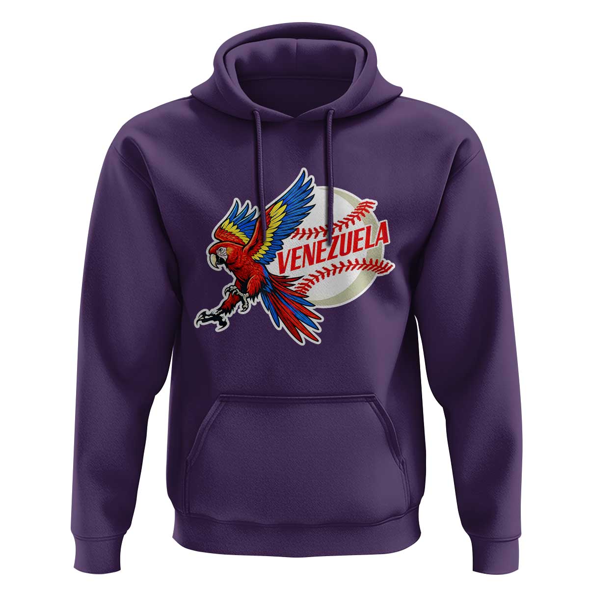 Venezuela Baseball Flying Scarlet Macaw and Ball Hoodie Ara Macao Guacamaya Venezuelan Pride