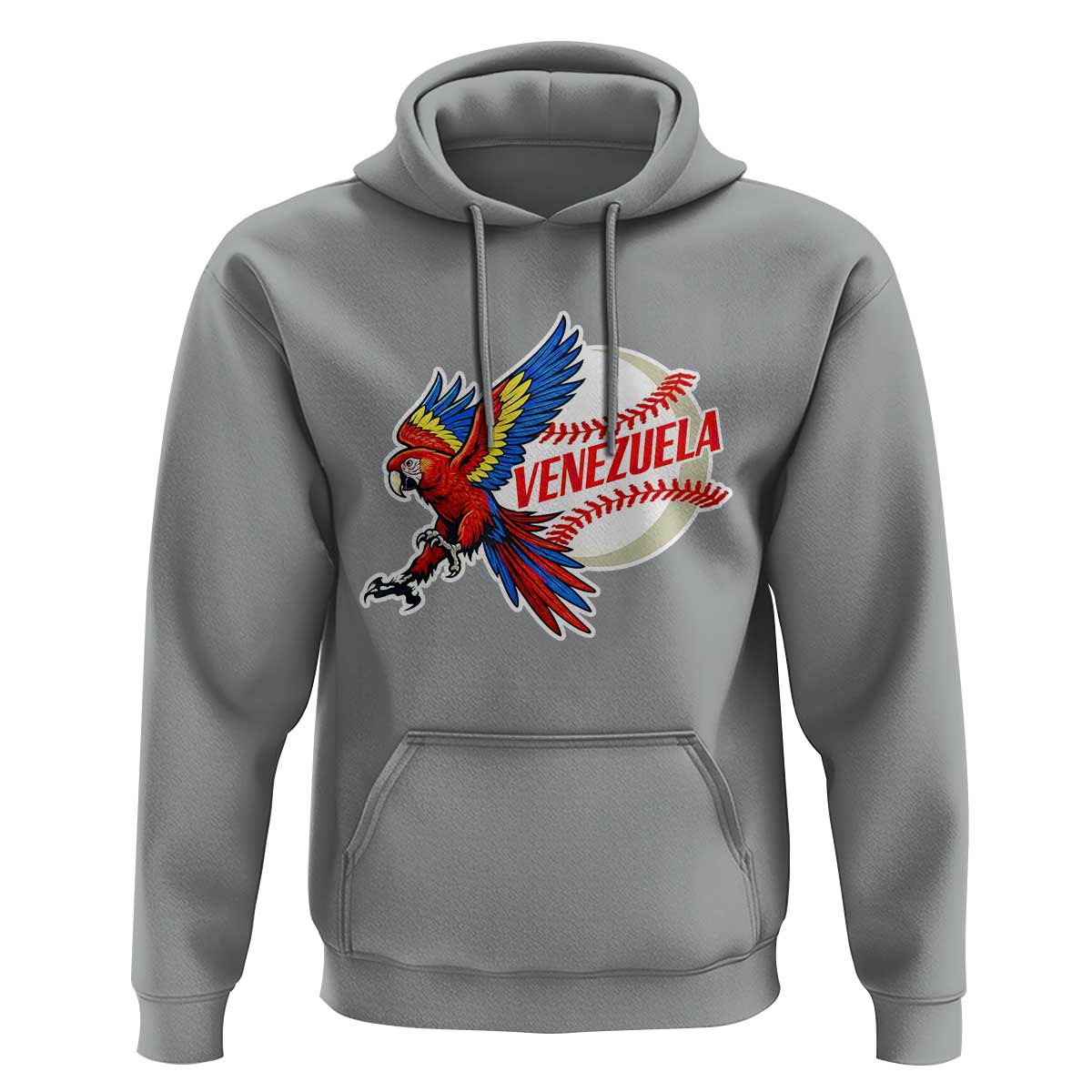 Venezuela Baseball Flying Scarlet Macaw and Ball Hoodie Ara Macao Guacamaya Venezuelan Pride