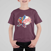 Venezuela Baseball Flying Scarlet Macaw and Ball T Shirt For Kid Ara Macao Guacamaya Venezuelan Pride