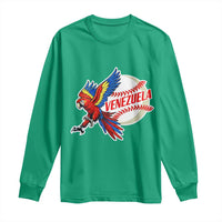 Venezuela Baseball Flying Scarlet Macaw and Ball Long Sleeve Shirt Ara Macao Guacamaya Venezuelan Pride