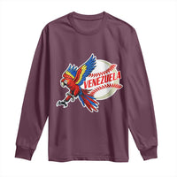 Venezuela Baseball Flying Scarlet Macaw and Ball Long Sleeve Shirt Ara Macao Guacamaya Venezuelan Pride