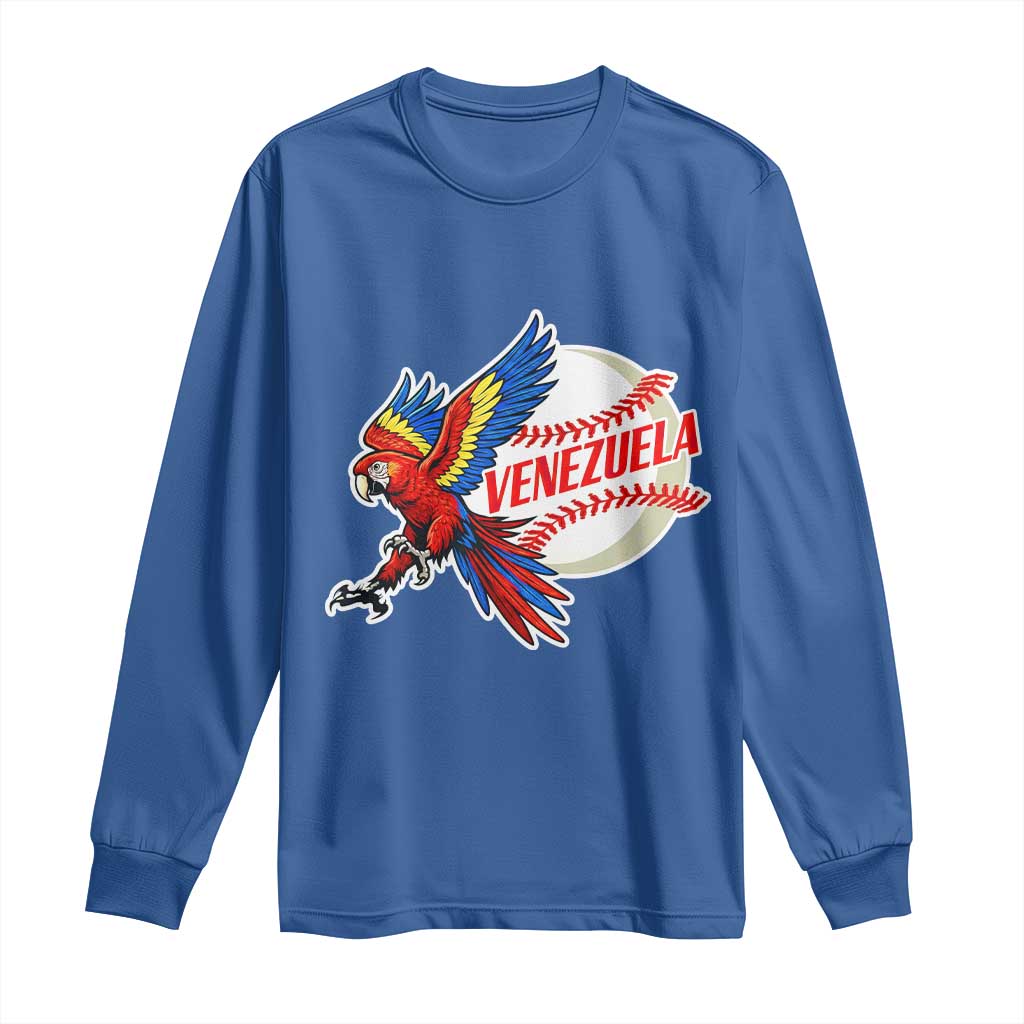 Venezuela Baseball Flying Scarlet Macaw and Ball Long Sleeve Shirt Ara Macao Guacamaya Venezuelan Pride