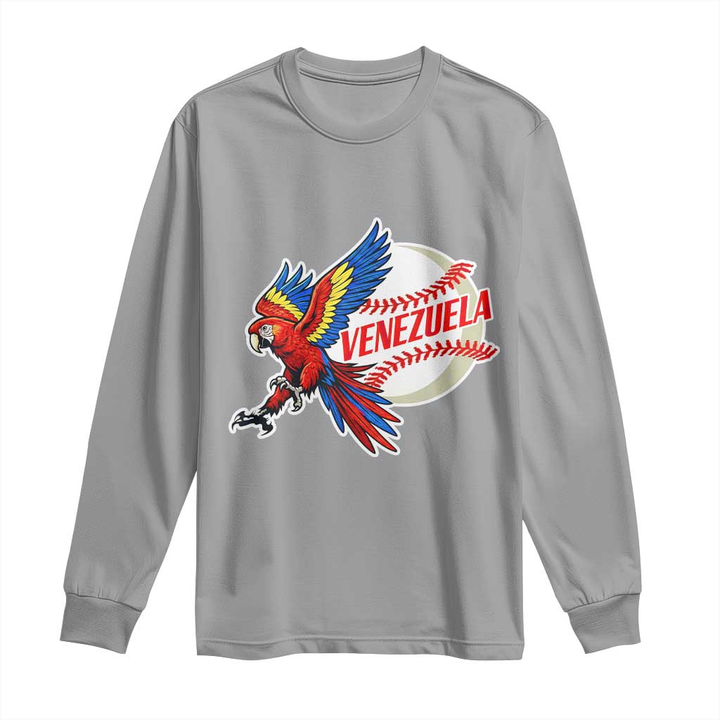 Venezuela Baseball Flying Scarlet Macaw and Ball Long Sleeve Shirt Ara Macao Guacamaya Venezuelan Pride