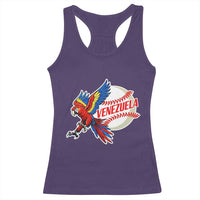 Venezuela Baseball Flying Scarlet Macaw and Ball Racerback Tank Top Ara Macao Guacamaya Venezuelan Pride