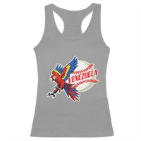 Venezuela Baseball Flying Scarlet Macaw and Ball Racerback Tank Top Ara Macao Guacamaya Venezuelan Pride