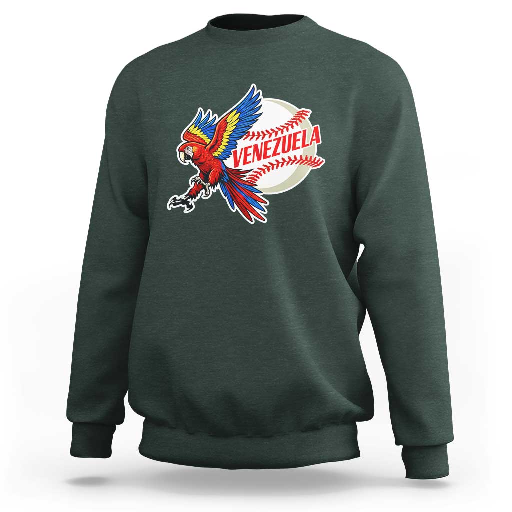 Venezuela Baseball Flying Scarlet Macaw and Ball Sweatshirt Ara Macao Guacamaya Venezuelan Pride