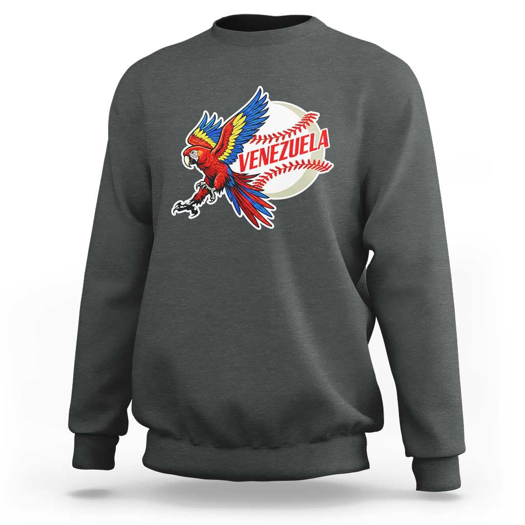 Venezuela Baseball Flying Scarlet Macaw and Ball Sweatshirt Ara Macao Guacamaya Venezuelan Pride