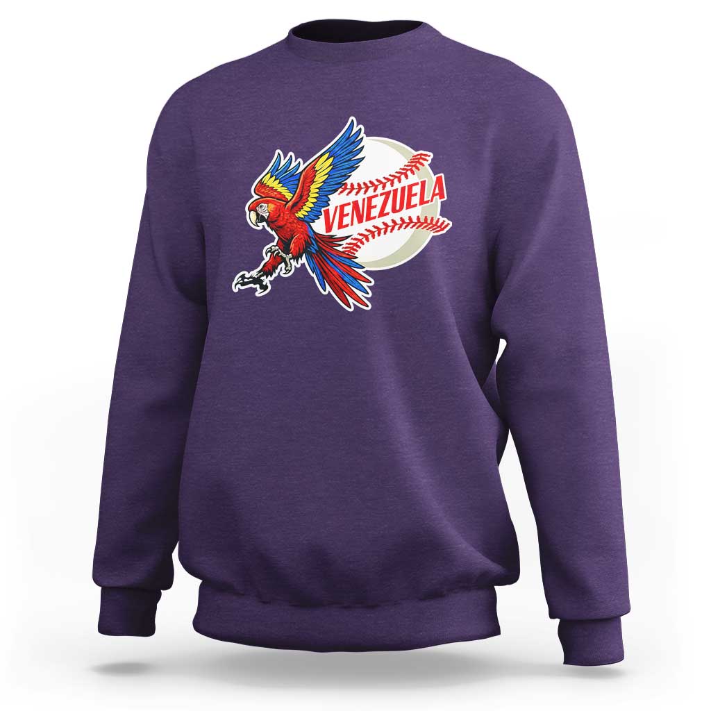 Venezuela Baseball Flying Scarlet Macaw and Ball Sweatshirt Ara Macao Guacamaya Venezuelan Pride