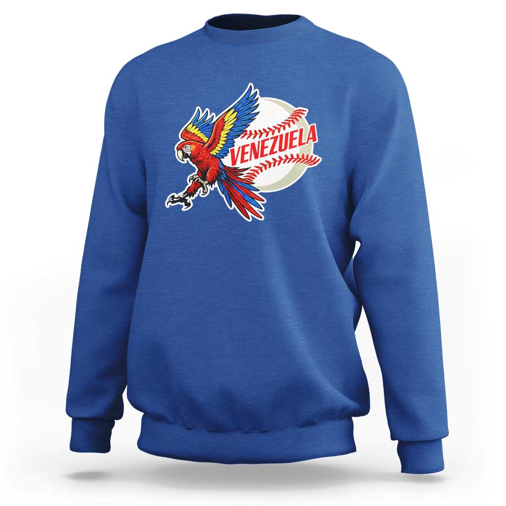 Venezuela Baseball Flying Scarlet Macaw and Ball Sweatshirt Ara Macao Guacamaya Venezuelan Pride