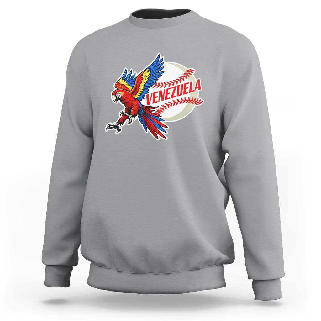 Venezuela Baseball Flying Scarlet Macaw and Ball Sweatshirt Ara Macao Guacamaya Venezuelan Pride