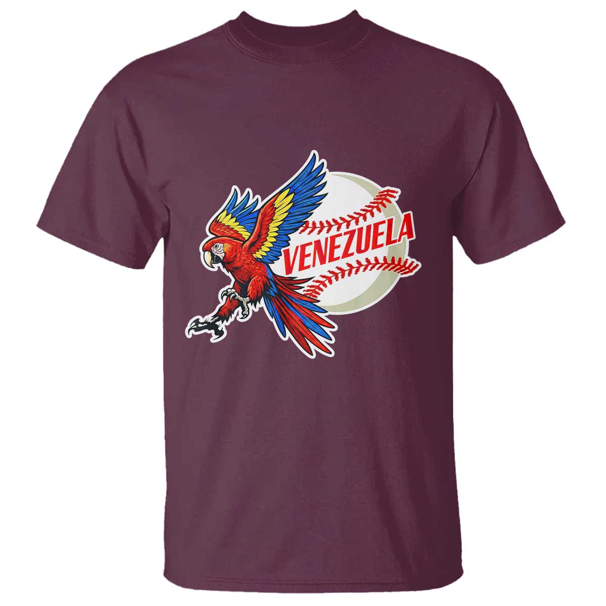 Venezuela Baseball Flying Scarlet Macaw and Ball T Shirt Ara Macao Guacamaya Venezuelan Pride