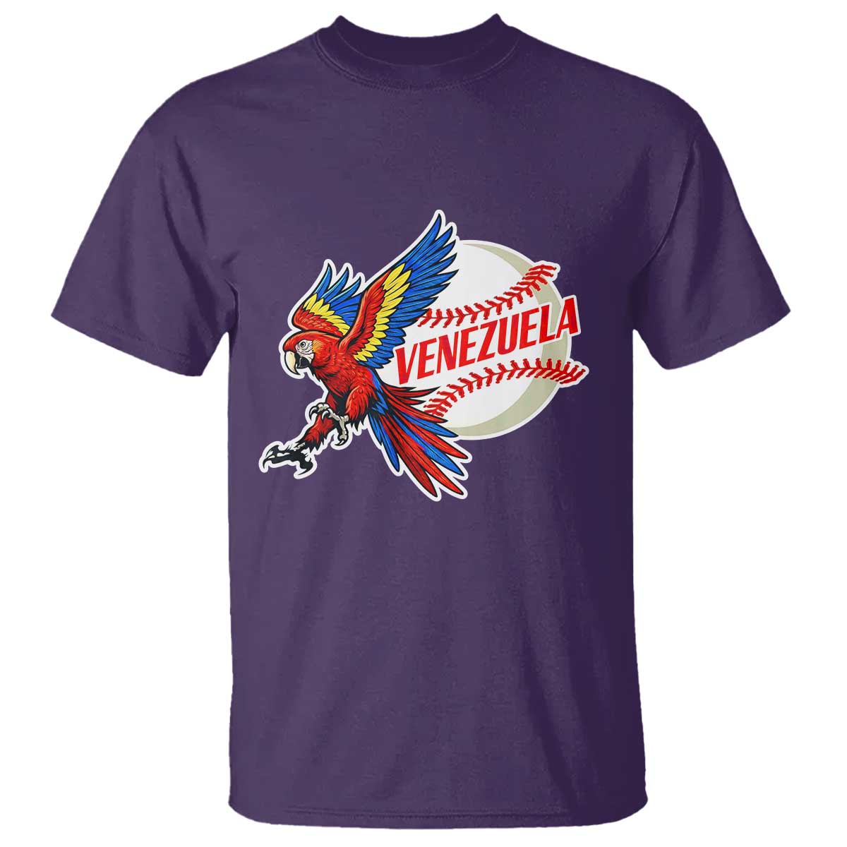 Venezuela Baseball Flying Scarlet Macaw and Ball T Shirt Ara Macao Guacamaya Venezuelan Pride