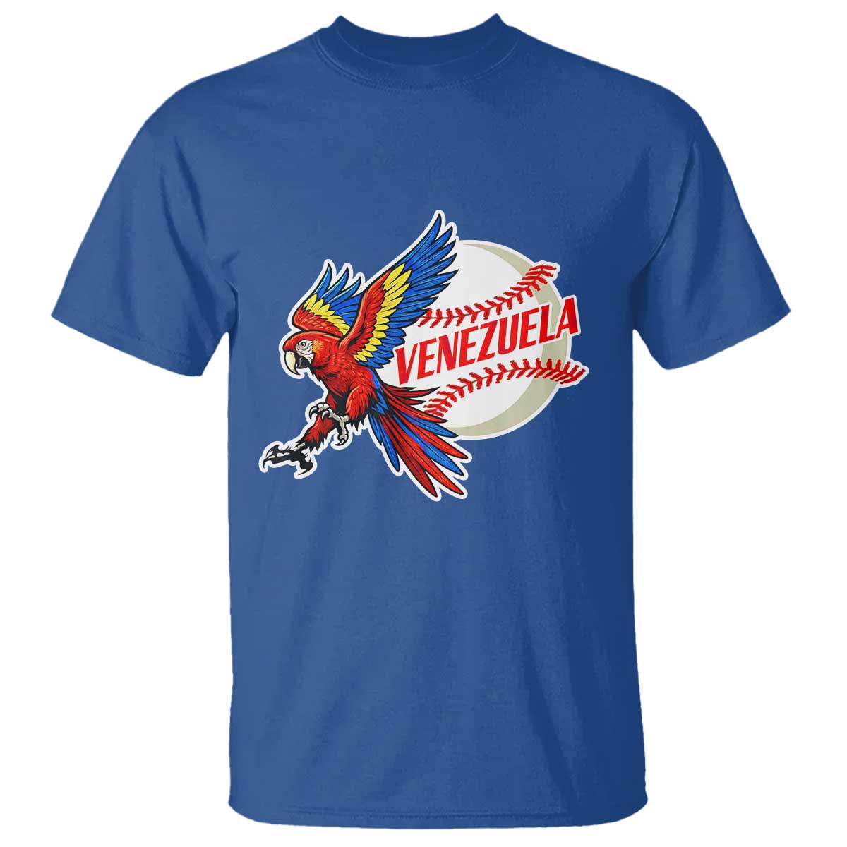 Venezuela Baseball Flying Scarlet Macaw and Ball T Shirt Ara Macao Guacamaya Venezuelan Pride