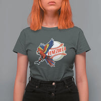 Venezuela Baseball Flying Scarlet Macaw and Ball T Shirt For Women Ara Macao Guacamaya Venezuelan Pride