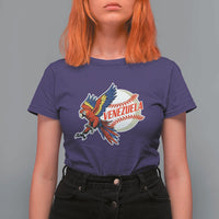 Venezuela Baseball Flying Scarlet Macaw and Ball T Shirt For Women Ara Macao Guacamaya Venezuelan Pride