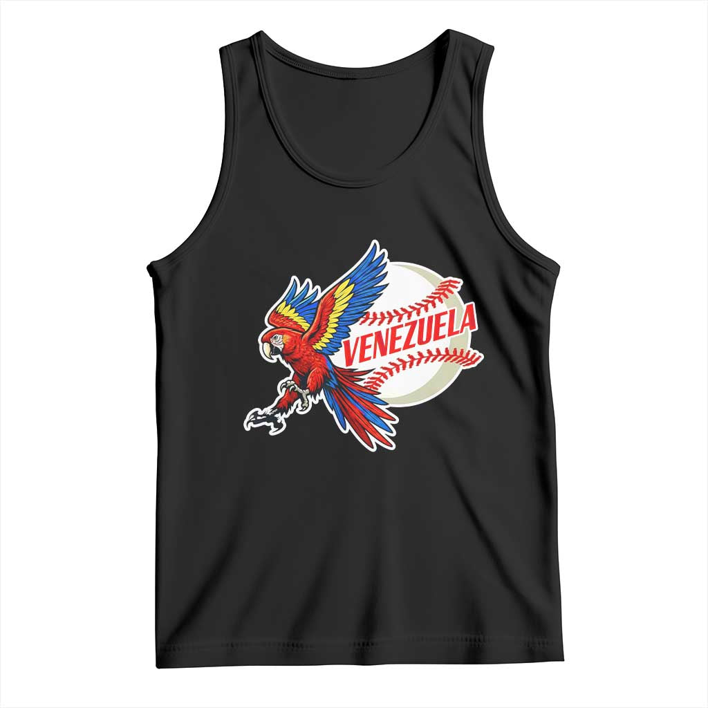 Venezuela Baseball Flying Scarlet Macaw and Ball Tank Top Ara Macao Guacamaya Venezuelan Pride