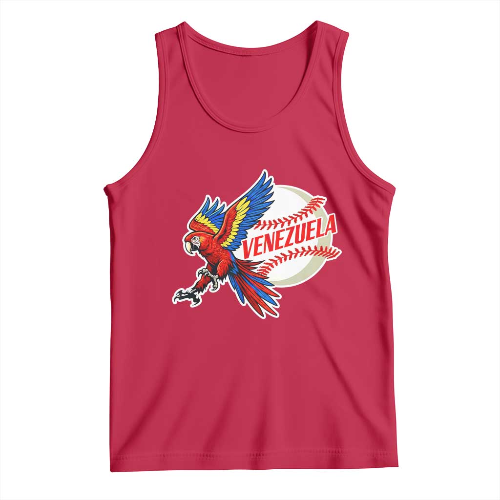 Venezuela Baseball Flying Scarlet Macaw and Ball Tank Top Ara Macao Guacamaya Venezuelan Pride